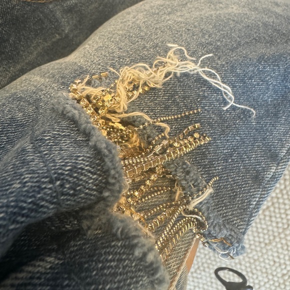 Akira Rhinestone Thigh Rhinestone Slit Jeans 13 W 30 - Picture 5 of 7